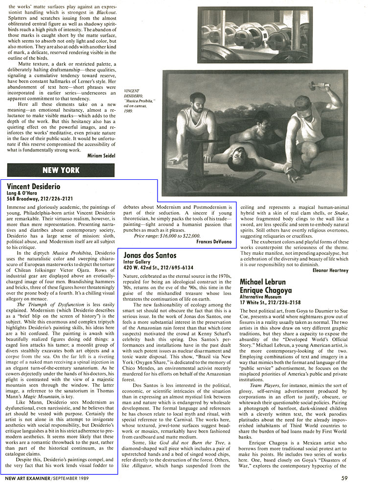 New Art Examiner, September, 1989